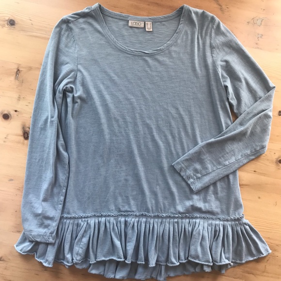 LOGO by Lori Goldstein Tops - LOGO Lori Goldstein S Ruffle hem tunic tee shirt